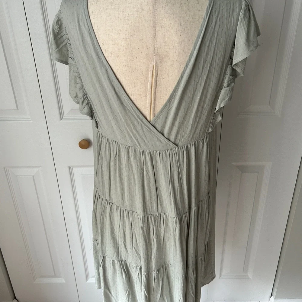 Light Gray Ruffle Sleeve Dress - Picture 3 of 7